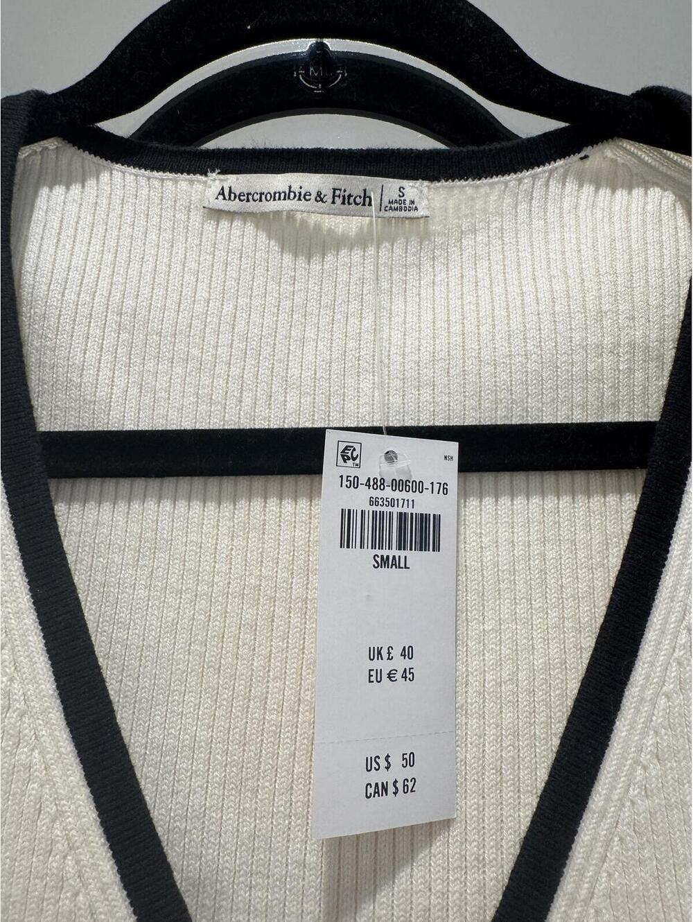 Abercrombie Tie Front V Neck Sweater Vest White Small - Picture 7 of 7